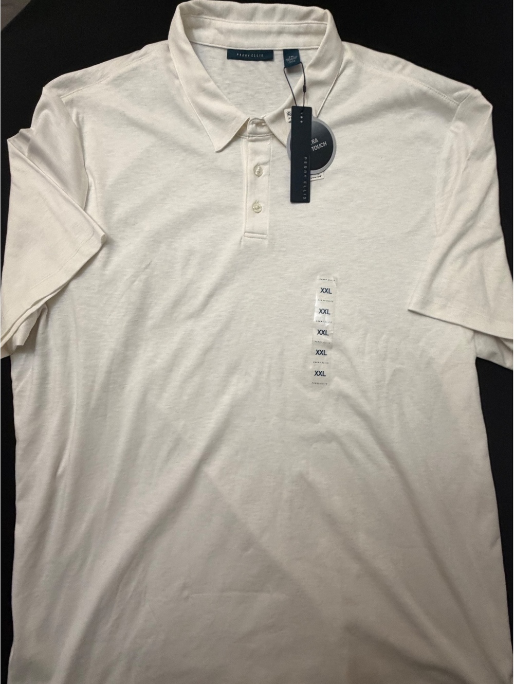 Perry Ellis Men's XXL White Polo Shirt Extra Touch